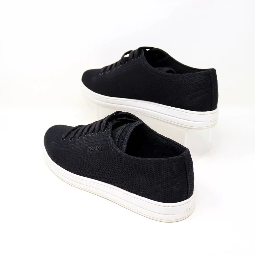 Prada 41 Black Sneaker Mesh Knit Fabric 3E6187 - Picture 9 of 12